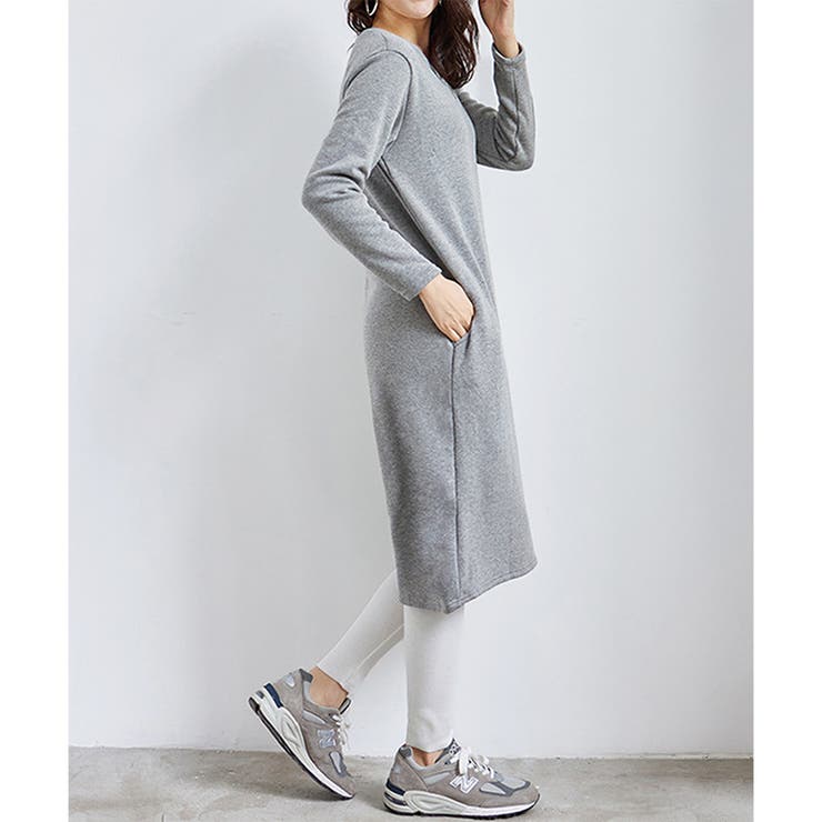 ナチュラルフィット裏起毛ワンピース ロング あったか | Dewlily | 詳細画像29 