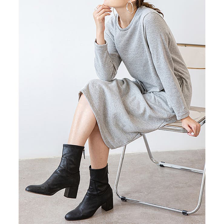 ナチュラルフィット裏起毛ワンピース ロング あったか | Dewlily | 詳細画像4 