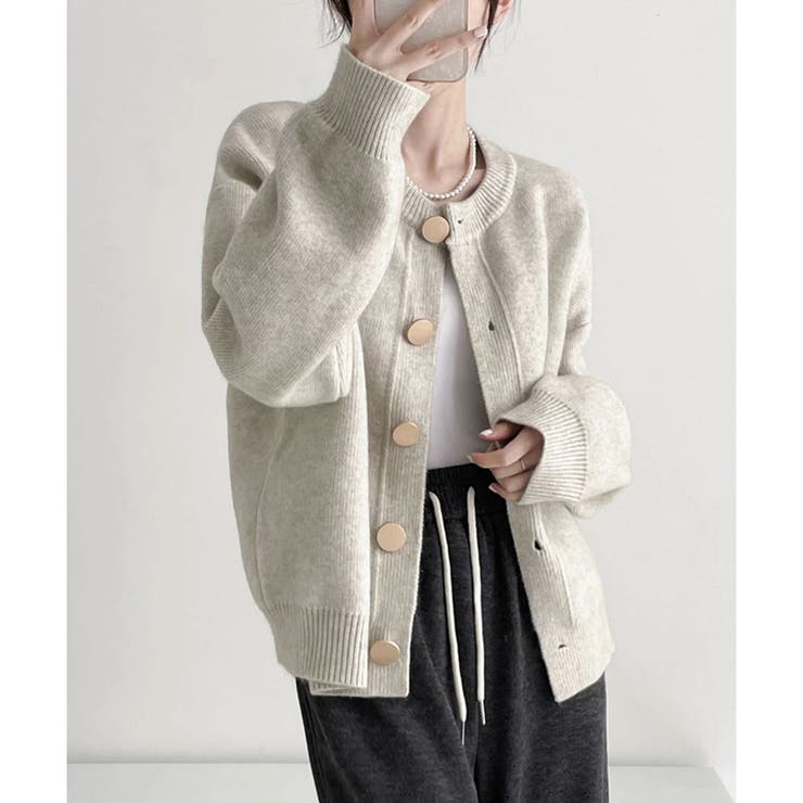シンプルボタンニットカーディガン レディース 春秋冬 | Dewlily | 詳細画像11 