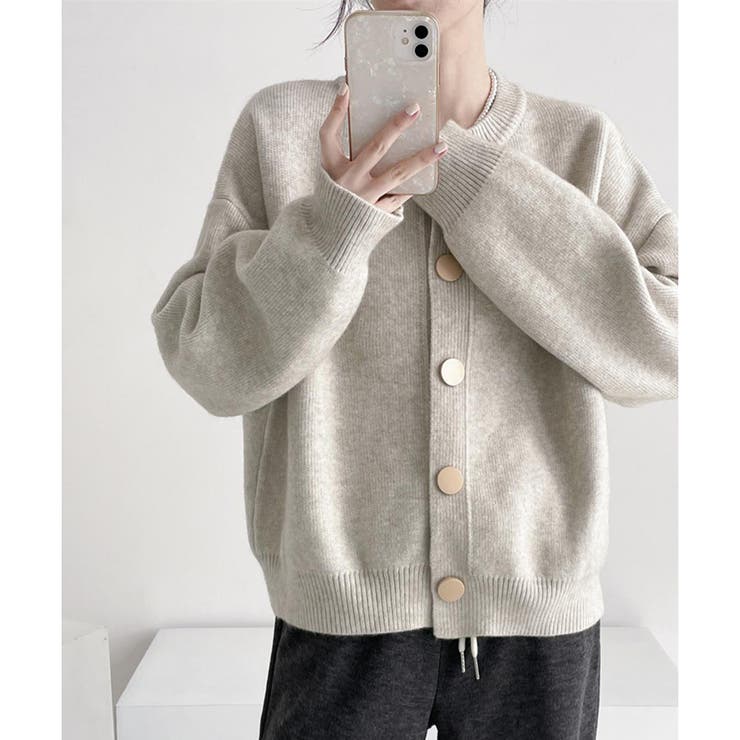 シンプルボタンニットカーディガン レディース 春秋冬 | Dewlily | 詳細画像14 