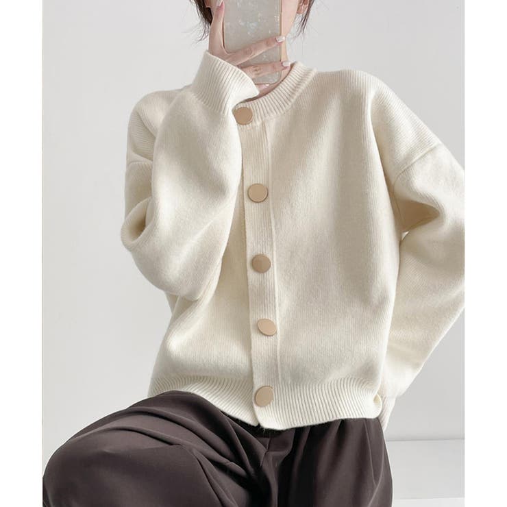 シンプルボタンニットカーディガン レディース 春秋冬 | Dewlily | 詳細画像16 