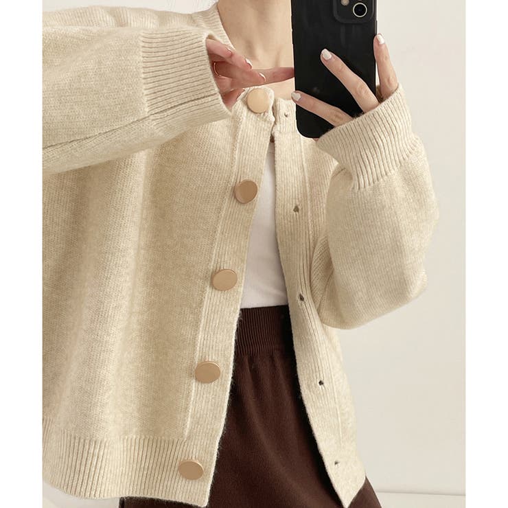 シンプルボタンニットカーディガン レディース 春秋冬 | Dewlily | 詳細画像19 