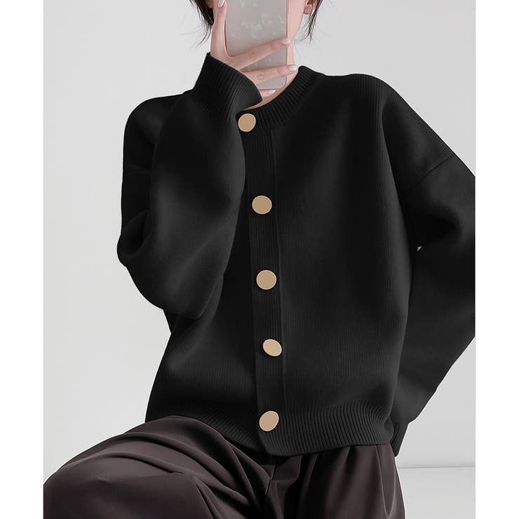 シンプルボタンニットカーディガン レディース 春秋冬 | Dewlily | 詳細画像20 