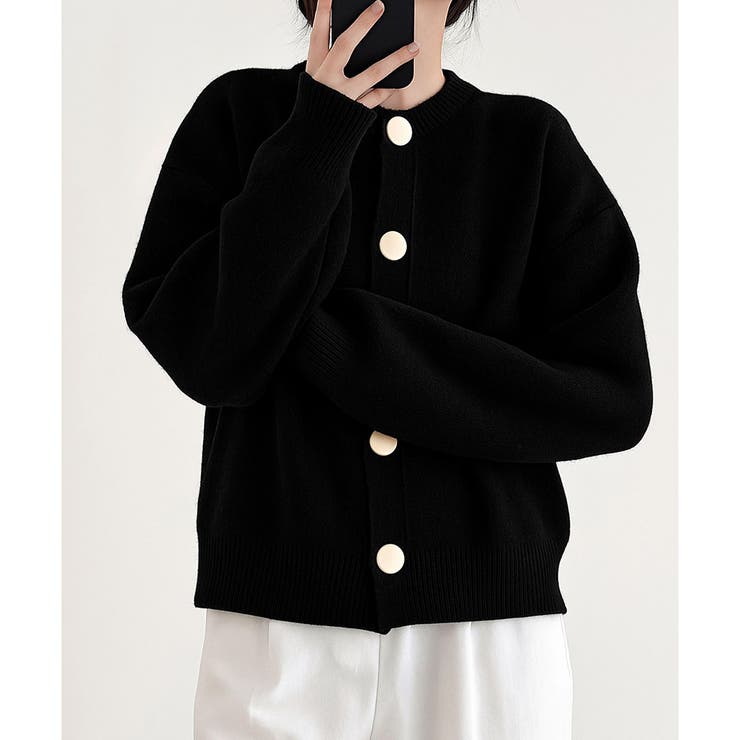 シンプルボタンニットカーディガン レディース 春秋冬 | Dewlily | 詳細画像21 