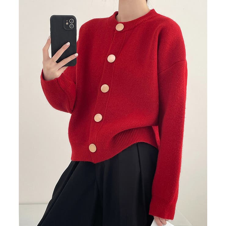 シンプルボタンニットカーディガン レディース 春秋冬 | Dewlily | 詳細画像22 