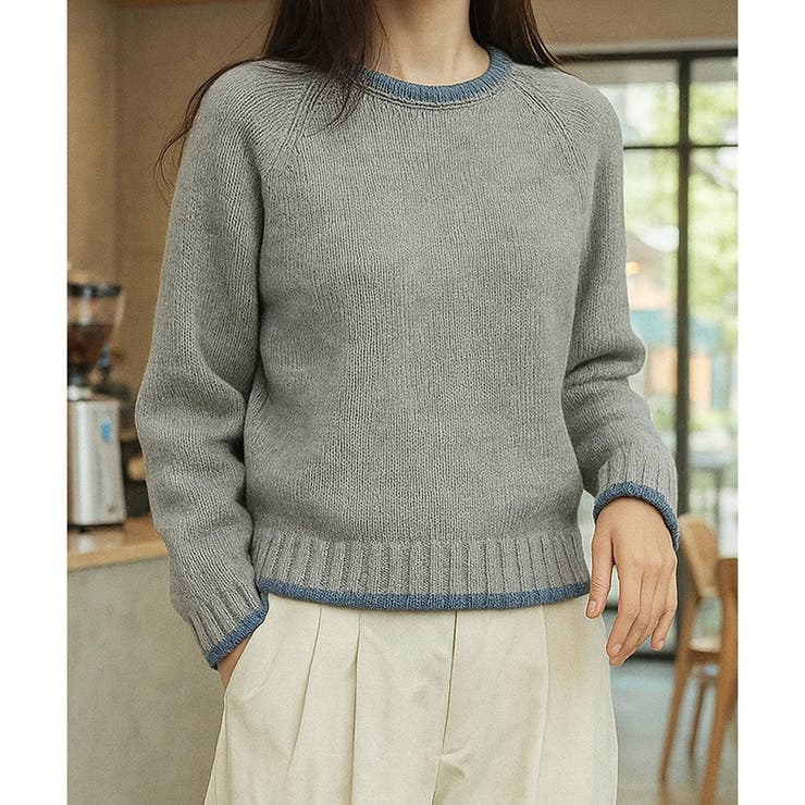 ラインカラーニットトップス レディース 春秋冬 | Dewlily | 詳細画像12 