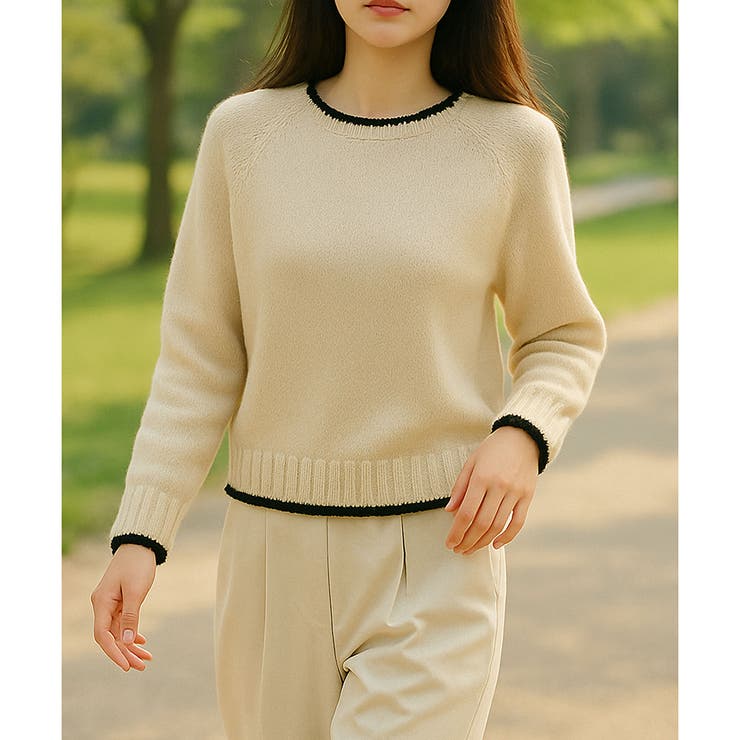 ラインカラーニットトップス レディース 春秋冬 | Dewlily | 詳細画像16 