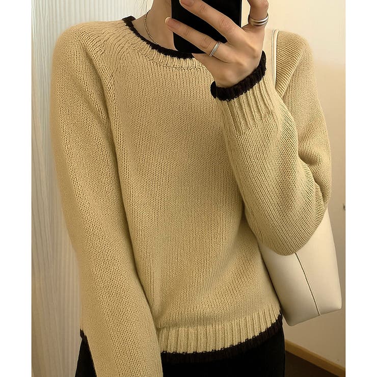 ラインカラーニットトップス レディース 春秋冬 | Dewlily | 詳細画像21 