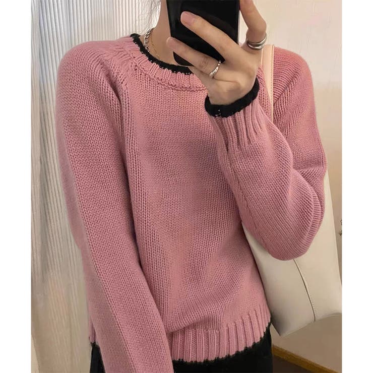 ラインカラーニットトップス レディース 春秋冬 | Dewlily | 詳細画像3 