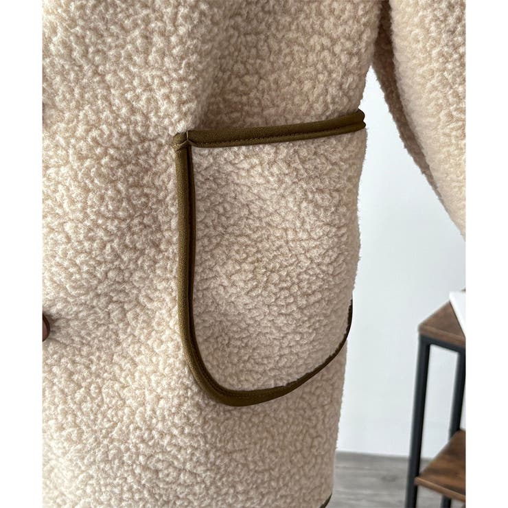 配色ラインノーカラーコート レディース 秋冬 | Dewlily | 詳細画像30 