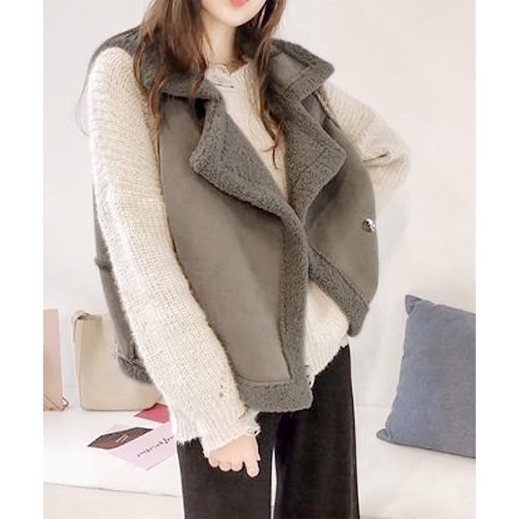 フェイクムートンボアベスト レディース 秋冬 | Dewlily | 詳細画像18 