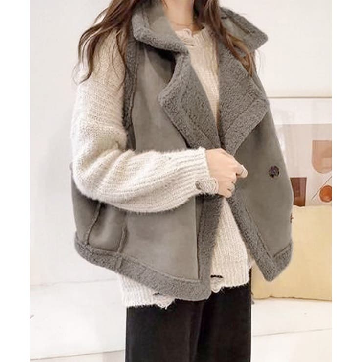 フェイクムートンボアベスト レディース 秋冬 | Dewlily | 詳細画像2 