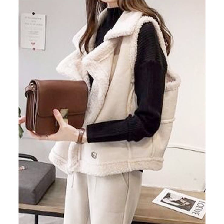 フェイクムートンボアベスト レディース 秋冬 | Dewlily | 詳細画像3 