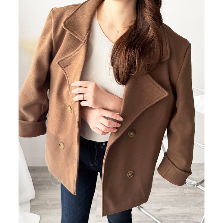 ショート丈ダブルボタンコート レディース 秋冬 | Dewlily | 詳細画像10 