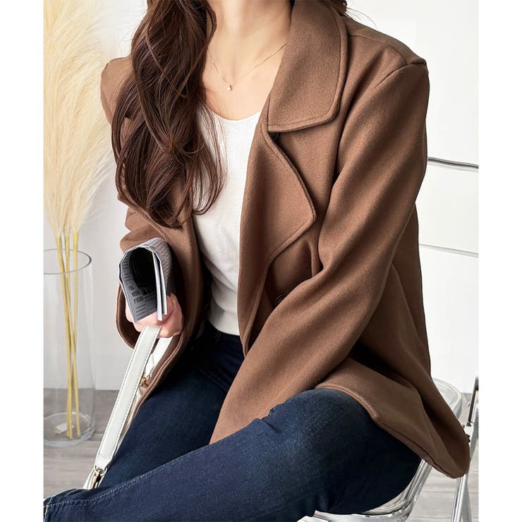 ショート丈ダブルボタンコート レディース 秋冬 | Dewlily | 詳細画像12 