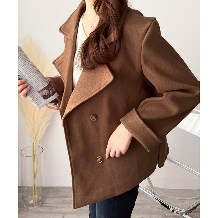 ショート丈ダブルボタンコート レディース 秋冬 | Dewlily | 詳細画像13 