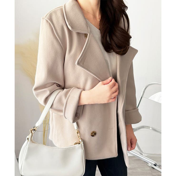 ショート丈ダブルボタンコート レディース 秋冬 | Dewlily | 詳細画像19 