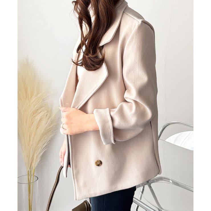 ショート丈ダブルボタンコート レディース 秋冬 | Dewlily | 詳細画像20 