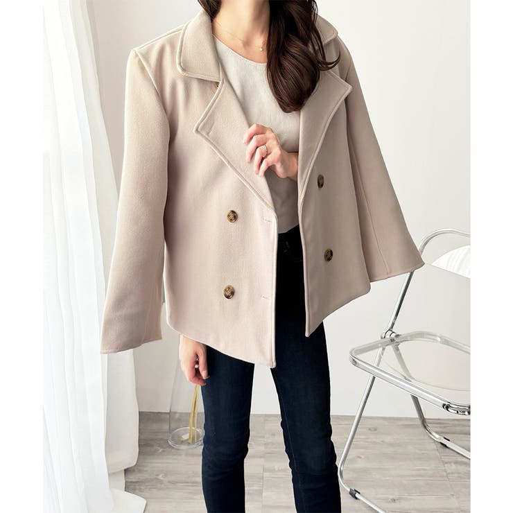 ショート丈ダブルボタンコート レディース 秋冬 | Dewlily | 詳細画像22 