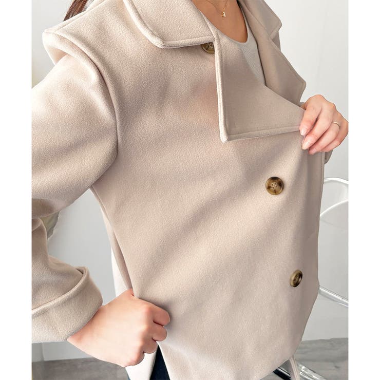 ショート丈ダブルボタンコート レディース 秋冬 | Dewlily | 詳細画像25 