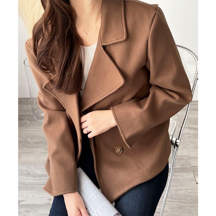 ショート丈ダブルボタンコート レディース 秋冬 | Dewlily | 詳細画像3 