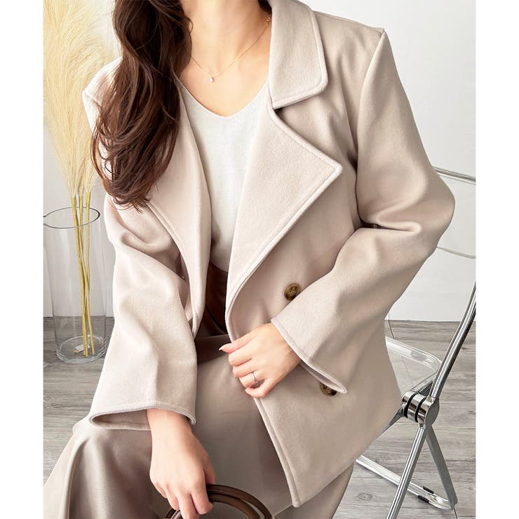 ショート丈ダブルボタンコート レディース 秋冬 | Dewlily | 詳細画像4 