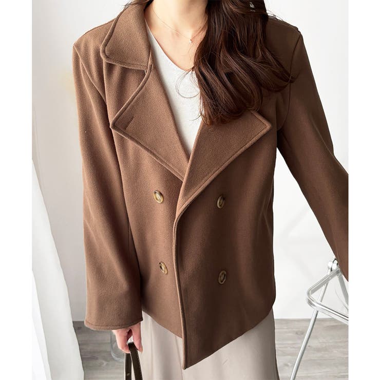 ショート丈ダブルボタンコート レディース 秋冬 | Dewlily | 詳細画像8 