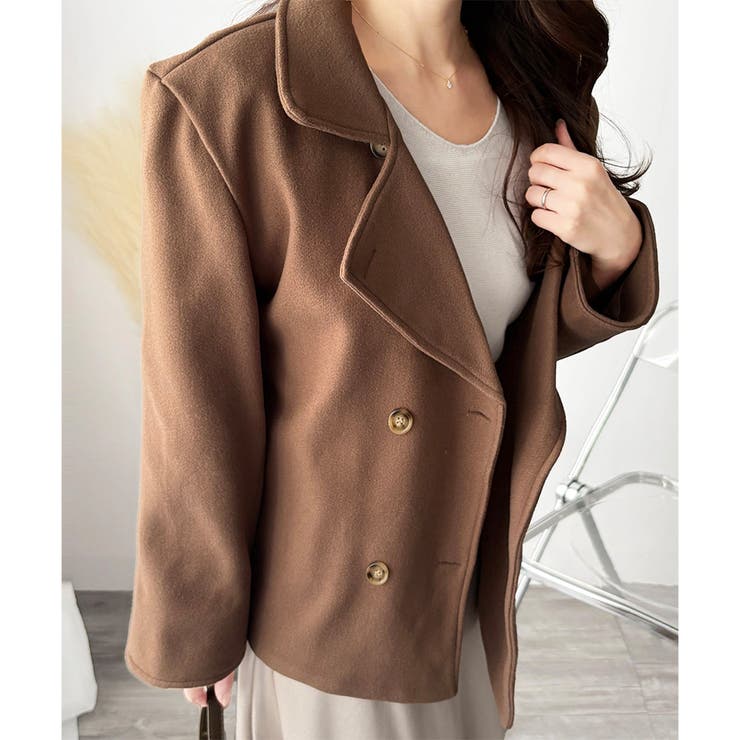 ショート丈ダブルボタンコート レディース 秋冬 | Dewlily | 詳細画像9 