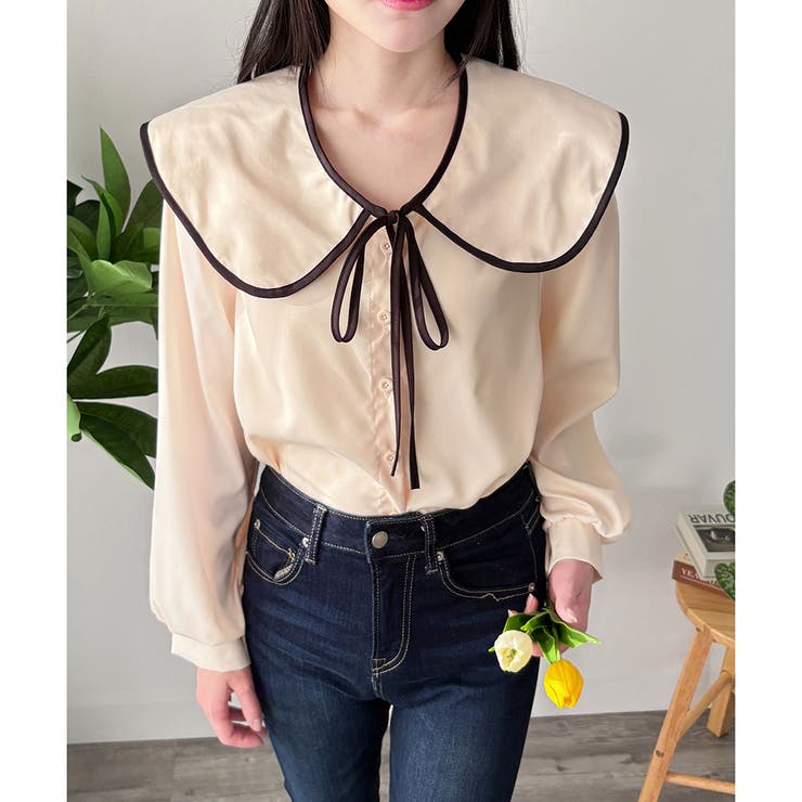 セーラー風配色リボンブラウス レディース シャツ | Dewlily | 詳細画像15 