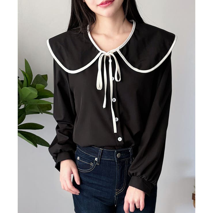 セーラー風配色リボンブラウス レディース シャツ | Dewlily | 詳細画像20 