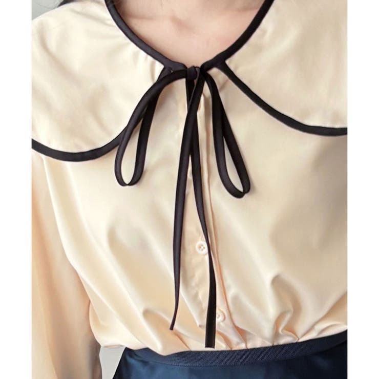 セーラー風配色リボンブラウス レディース シャツ | Dewlily | 詳細画像21 