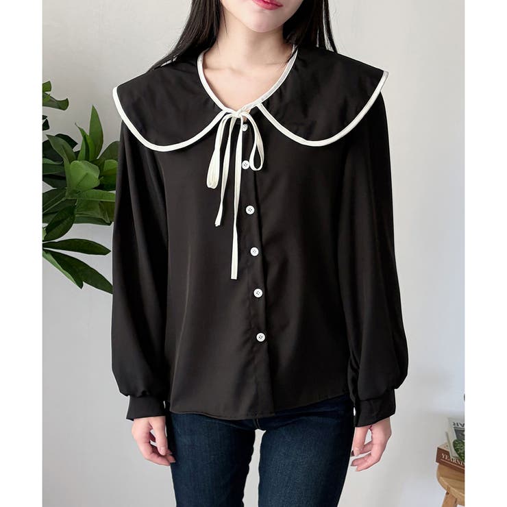 セーラー風配色リボンブラウス レディース シャツ | Dewlily | 詳細画像8 