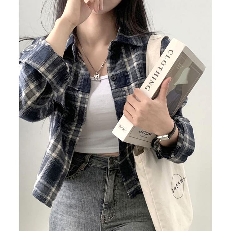 クロップド丈チェックシャツ レディース トップス | Dewlily | 詳細画像10 