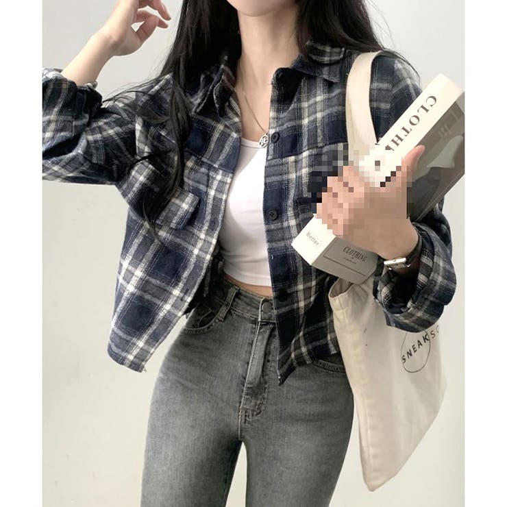 クロップド丈チェックシャツ レディース トップス | Dewlily | 詳細画像11 