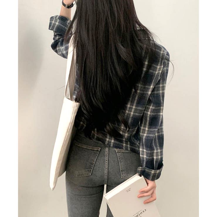 クロップド丈チェックシャツ レディース トップス | Dewlily | 詳細画像12 