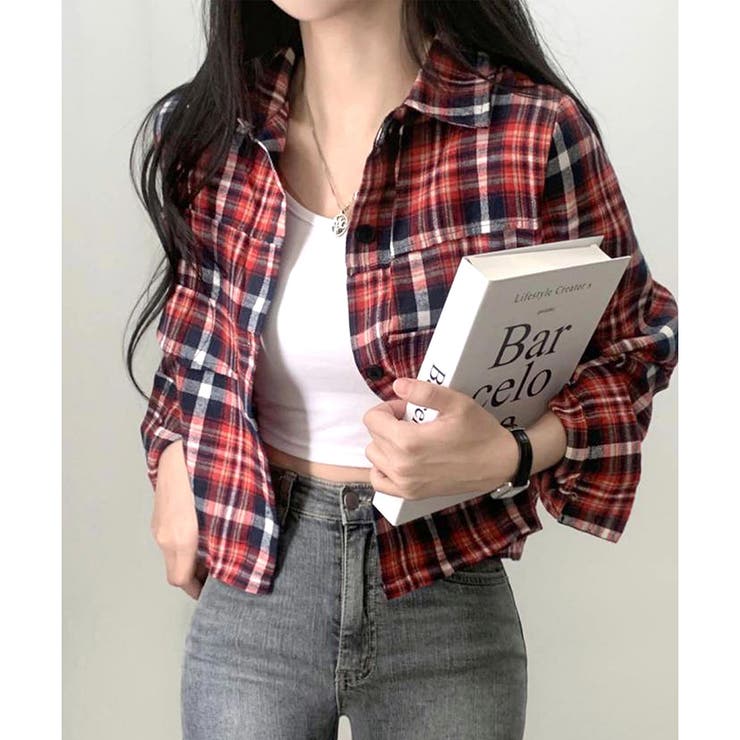 クロップド丈チェックシャツ レディース トップス | Dewlily | 詳細画像23 