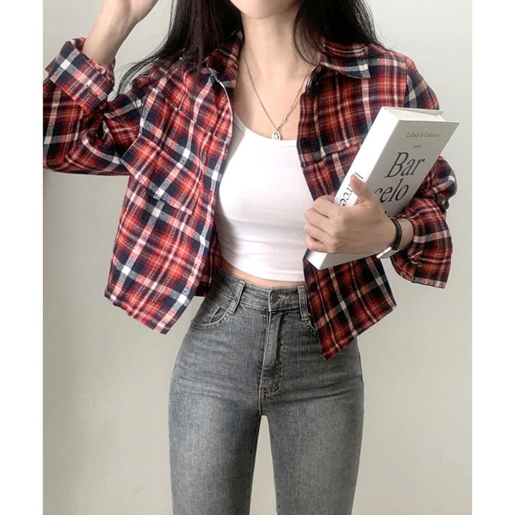 クロップド丈チェックシャツ レディース トップス | Dewlily | 詳細画像24 