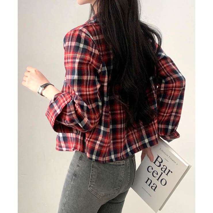 クロップド丈チェックシャツ レディース トップス | Dewlily | 詳細画像25 