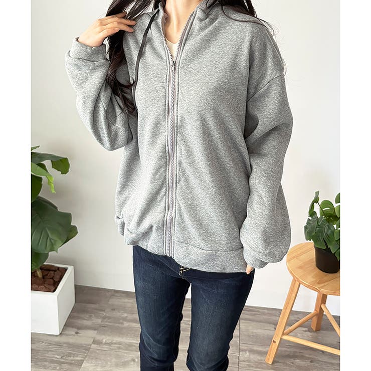 ビッグシルエットロゴジップパーカー レディース フード付き | Dewlily | 詳細画像11 