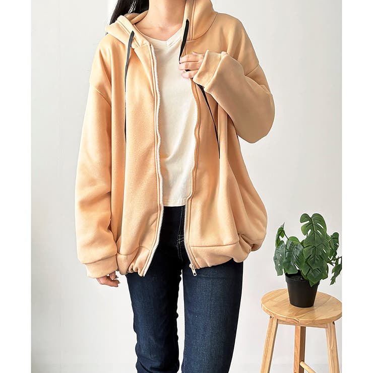 ビッグシルエットロゴジップパーカー レディース フード付き | Dewlily | 詳細画像15 