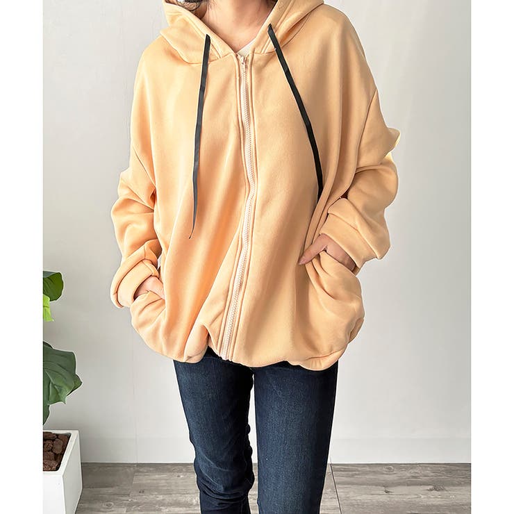 ビッグシルエットロゴジップパーカー レディース フード付き | Dewlily | 詳細画像21 