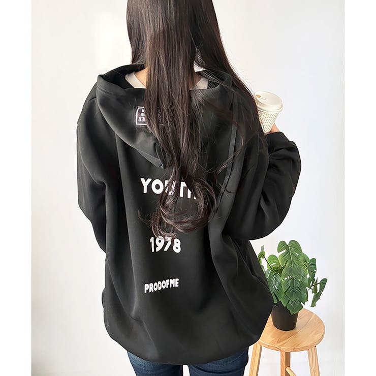 ビッグシルエットロゴジップパーカー レディース フード付き | Dewlily | 詳細画像23 