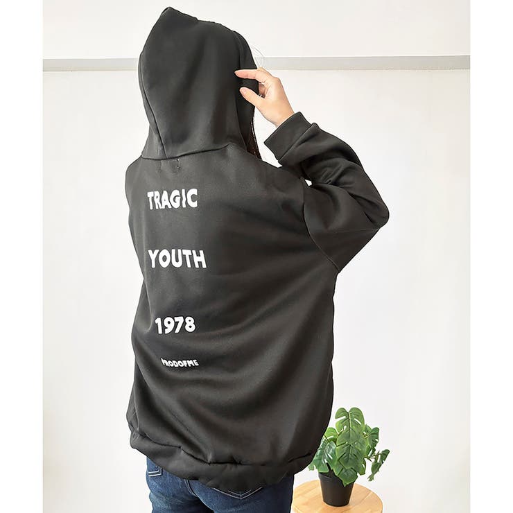 ビッグシルエットロゴジップパーカー レディース フード付き | Dewlily | 詳細画像25 