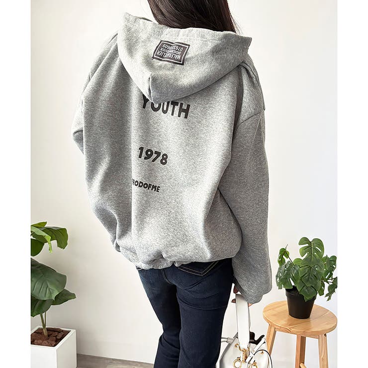 ビッグシルエットロゴジップパーカー レディース フード付き | Dewlily | 詳細画像6 