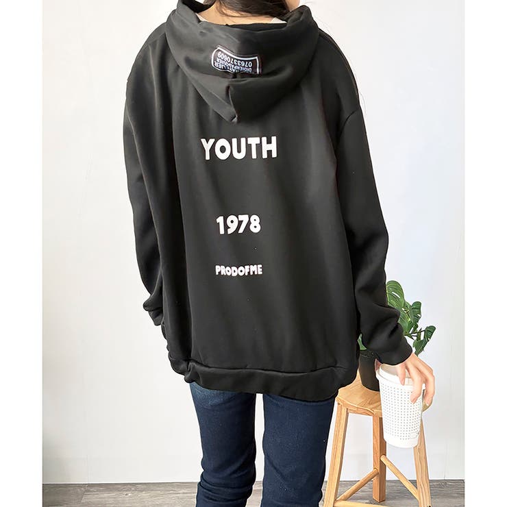 ビッグシルエットロゴジップパーカー レディース フード付き | Dewlily | 詳細画像8 