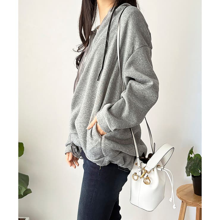 ビッグシルエットロゴジップパーカー レディース フード付き | Dewlily | 詳細画像9 