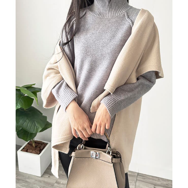 ポンチョ風ニットカーディガン レディース 羽織 | Dewlily | 詳細画像15 