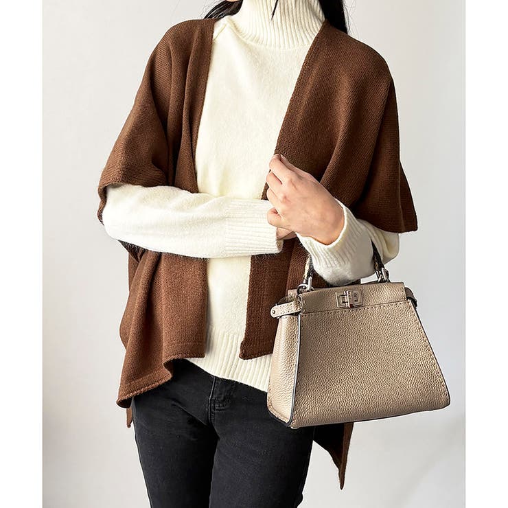 ブラウン | ポンチョ風ニットカーディガン レディース 羽織 | Dewlily