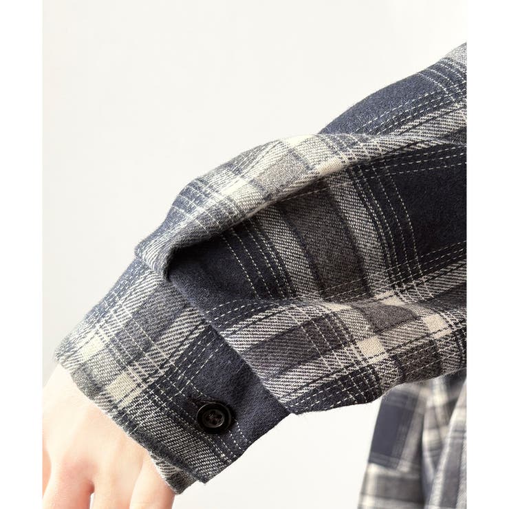 レイヤード風フード付きチェックシャツ レディース 長袖 | Dewlily | 詳細画像25 