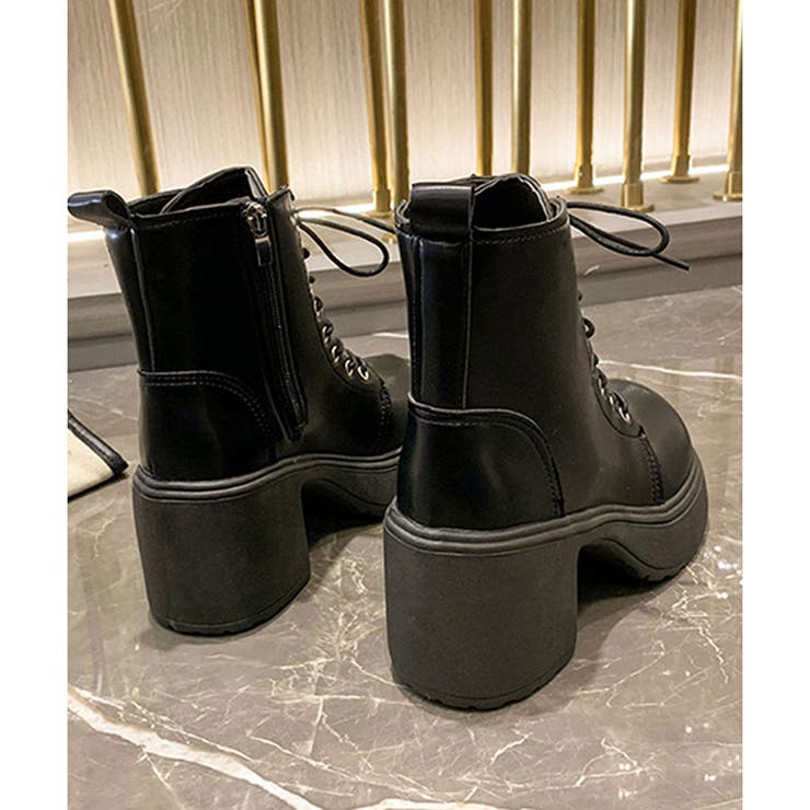 レースアップチャンキーショートブーツ レディース 厚底 | Dewlily | 詳細画像12 